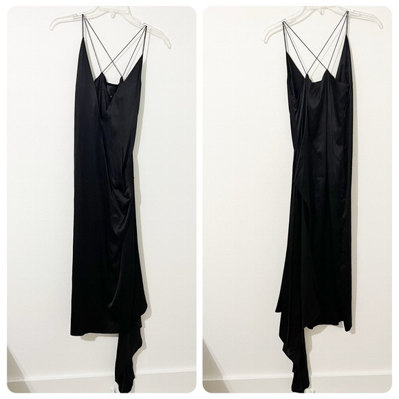 Lake Studio Black Silk Midi Slip Dress Strappy Runway Size Small S - Picture 2 of 6